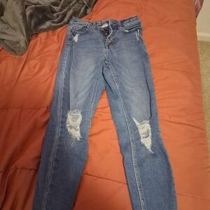 NOBO Blue Skinny Jeans with Distressed Details